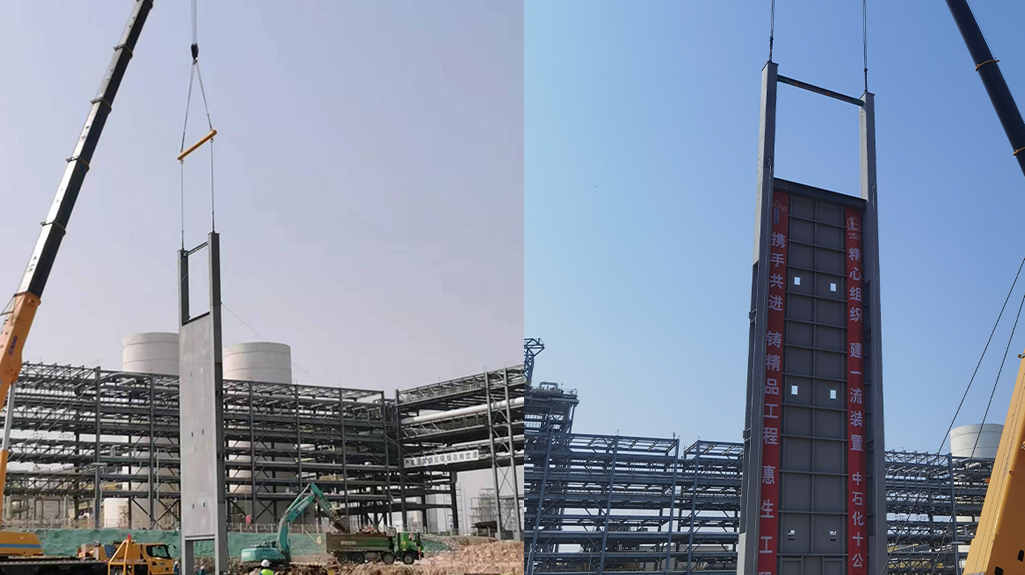 万华项目乙烯裂解装置第一次吊装顺利完成